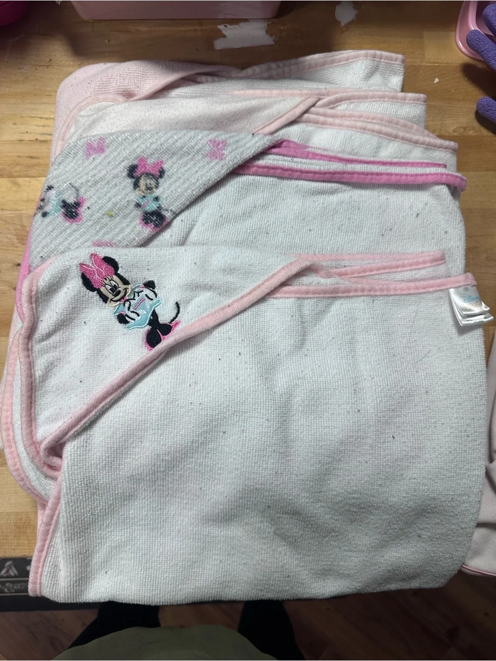 Soft Pink and White Baby Bath Towel Set 9 total